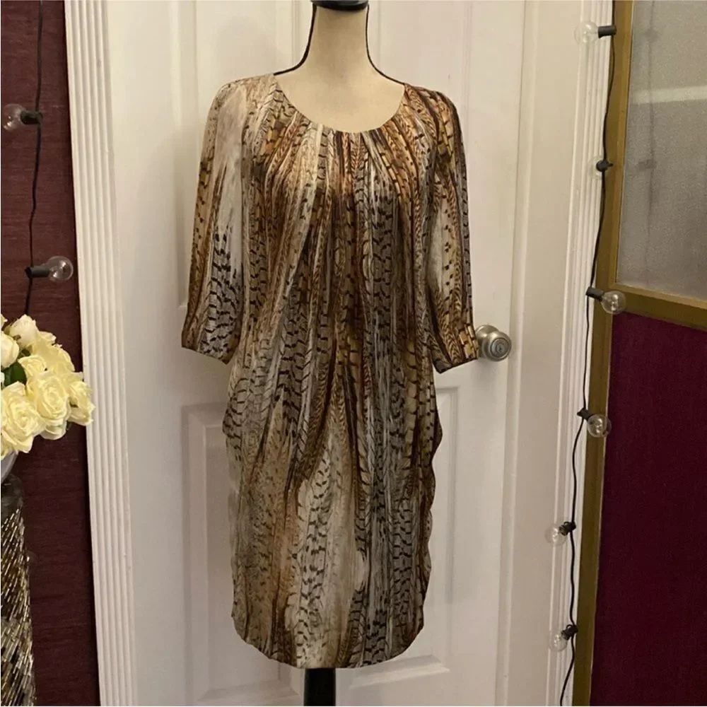 Javier Simorra Feather Print Dress, US4